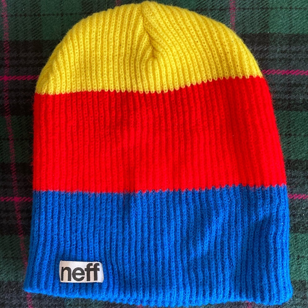 Neff Tricolor Beanie in Yellow, Red, and Blue